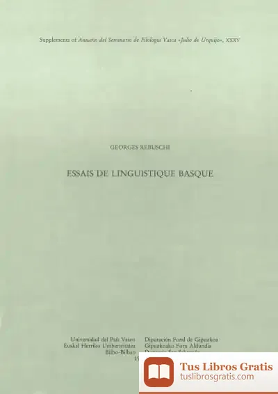 Descargar Essais De Linguistique Basque
